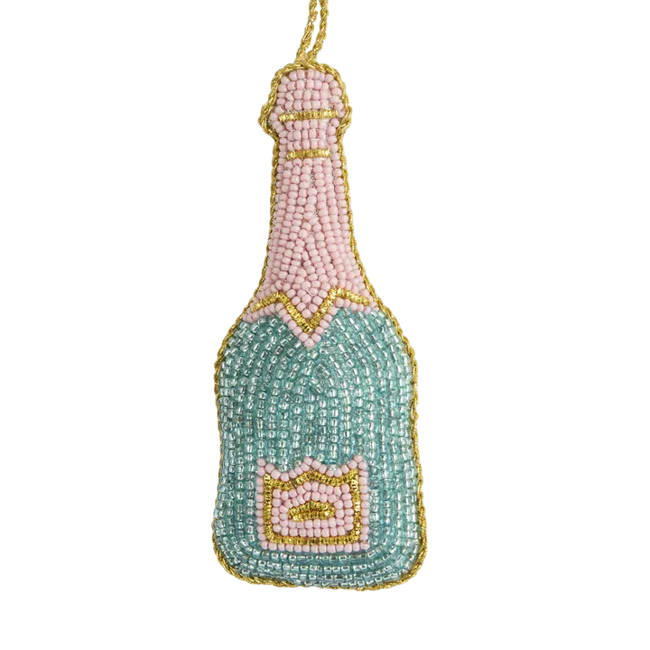 Beaded Champagne Hanging Decoration 11cm - Christmas Decorations Brisbane