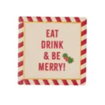 Ceramic Coaster Christmas Cocktail 10cm Assorted - Christmas Decorations Brisbane