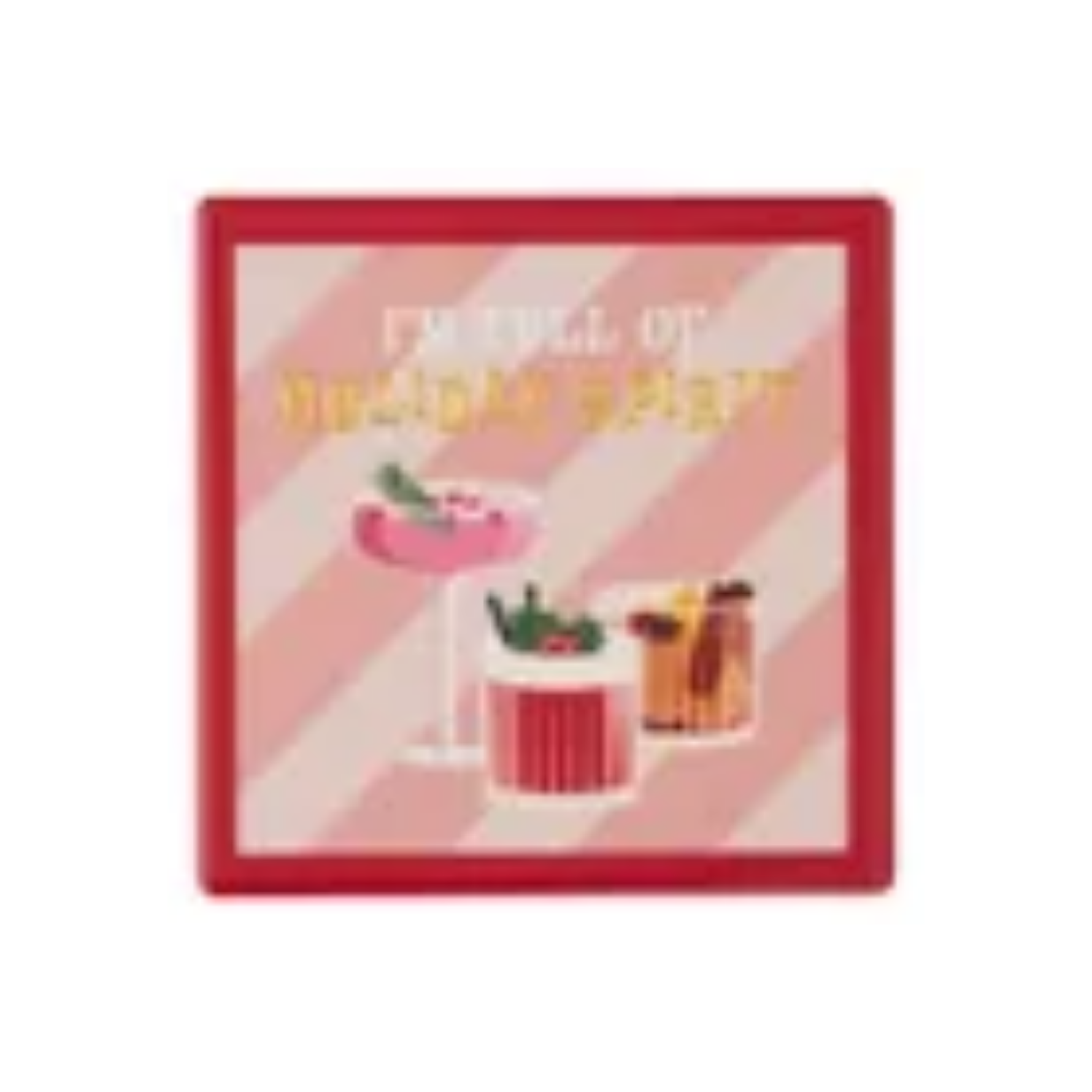 Ceramic Coaster Christmas Cocktail 10cm Assorted - Christmas Decorations Brisbane