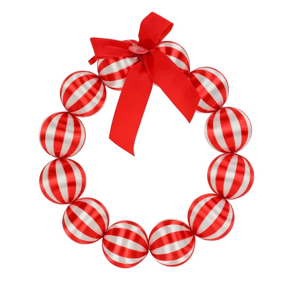 Wreath Bauble Red/White 48cm