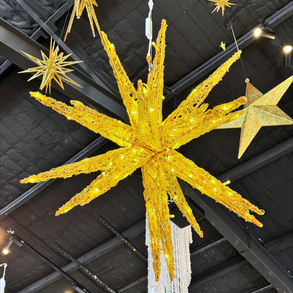 Star 3D Gold Frame LED Light 1.2m - Christmas Decorations Brisbane