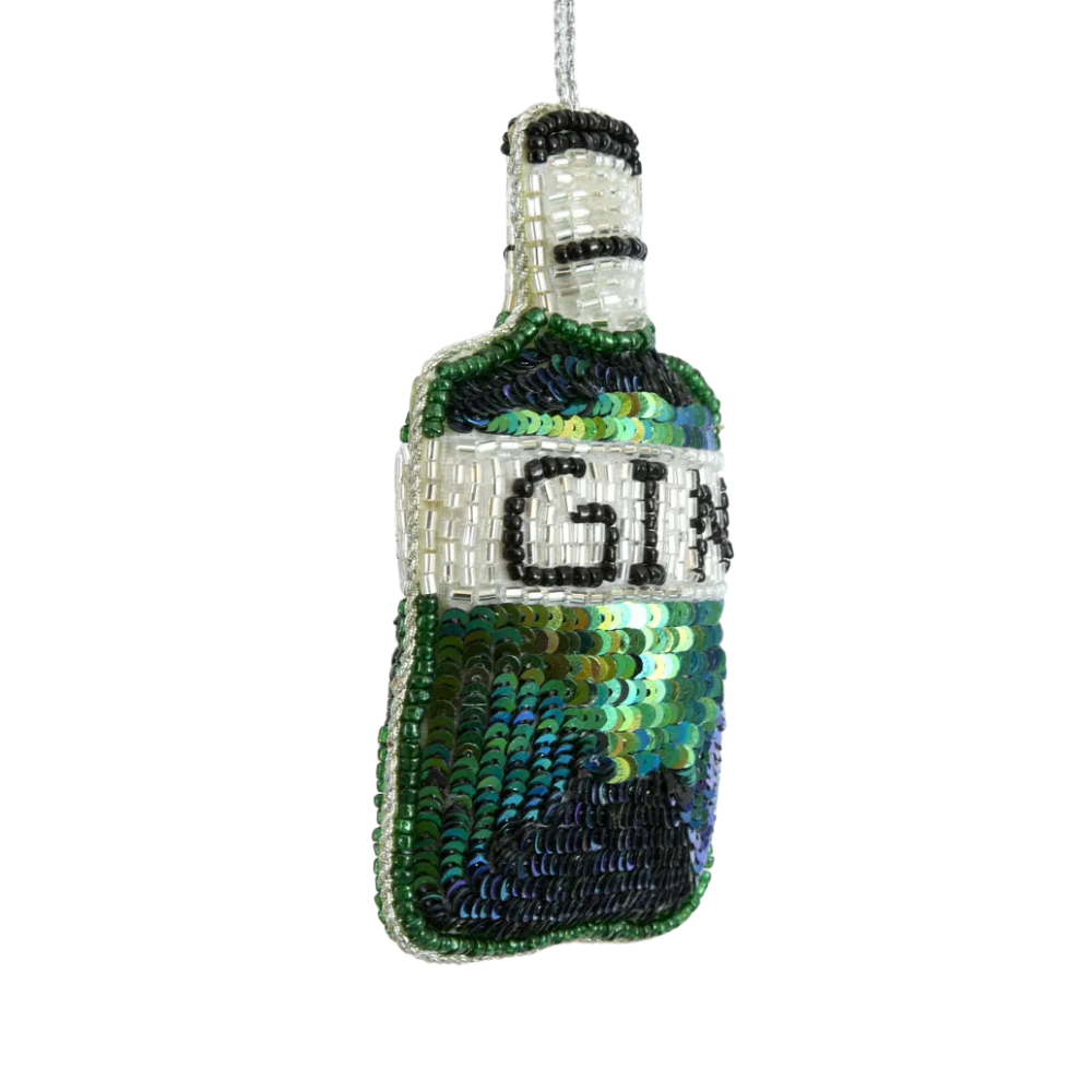 Beaded Gin Bottle Hanging Decoration 13cm - Christmas Decorations Brisbane