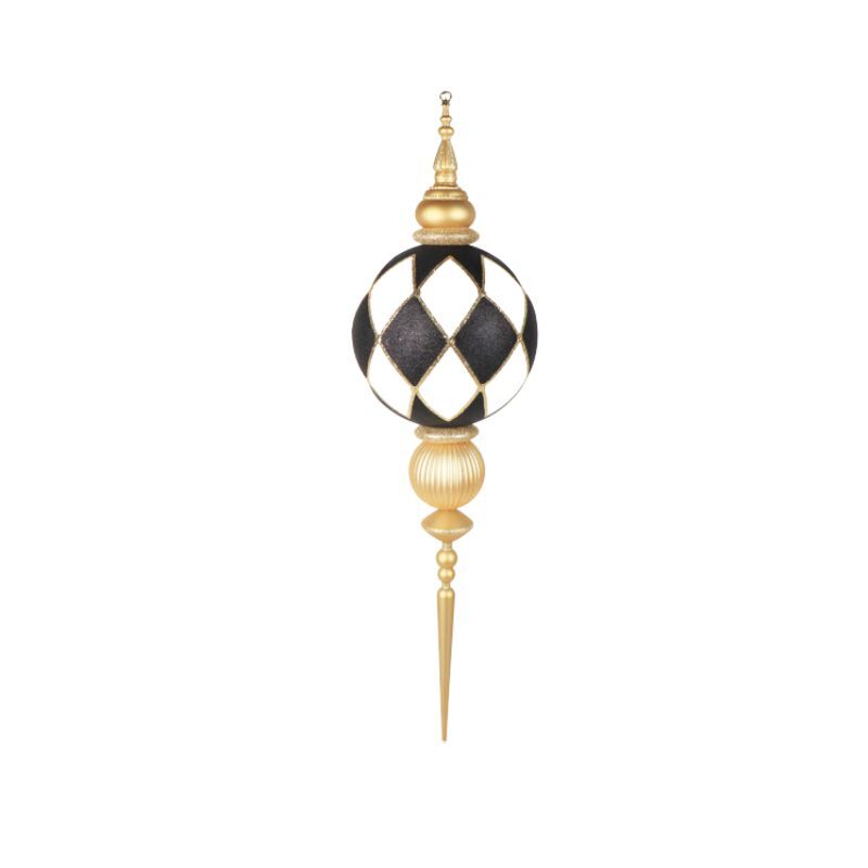 Finial Black and White with Gold Glitter 1.3m