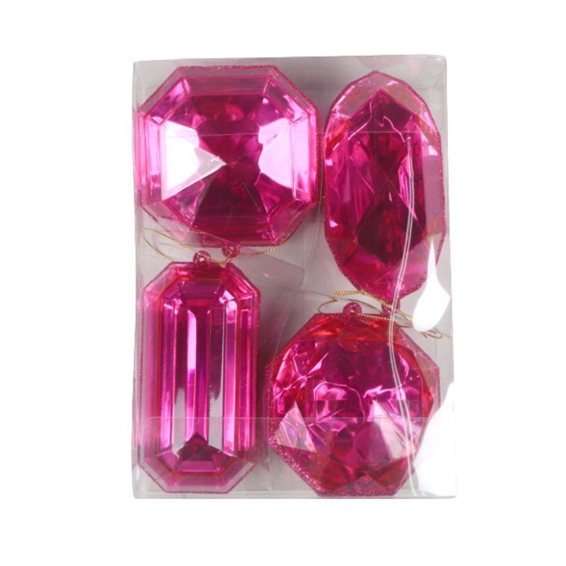 Jewel Pink Set of 4 Assorted 10-12cm - Christmas Decorations Brisbane