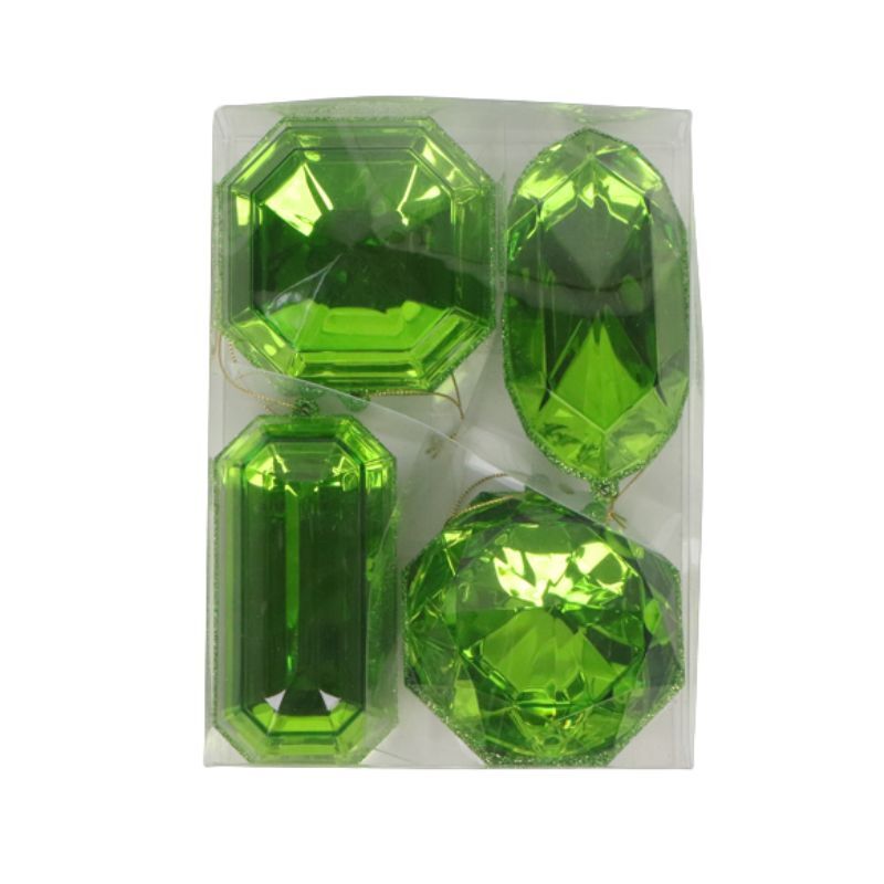 Jewel Lime Green Set of 4 Assorted 10-12cm - Christmas Decorations Brisbane