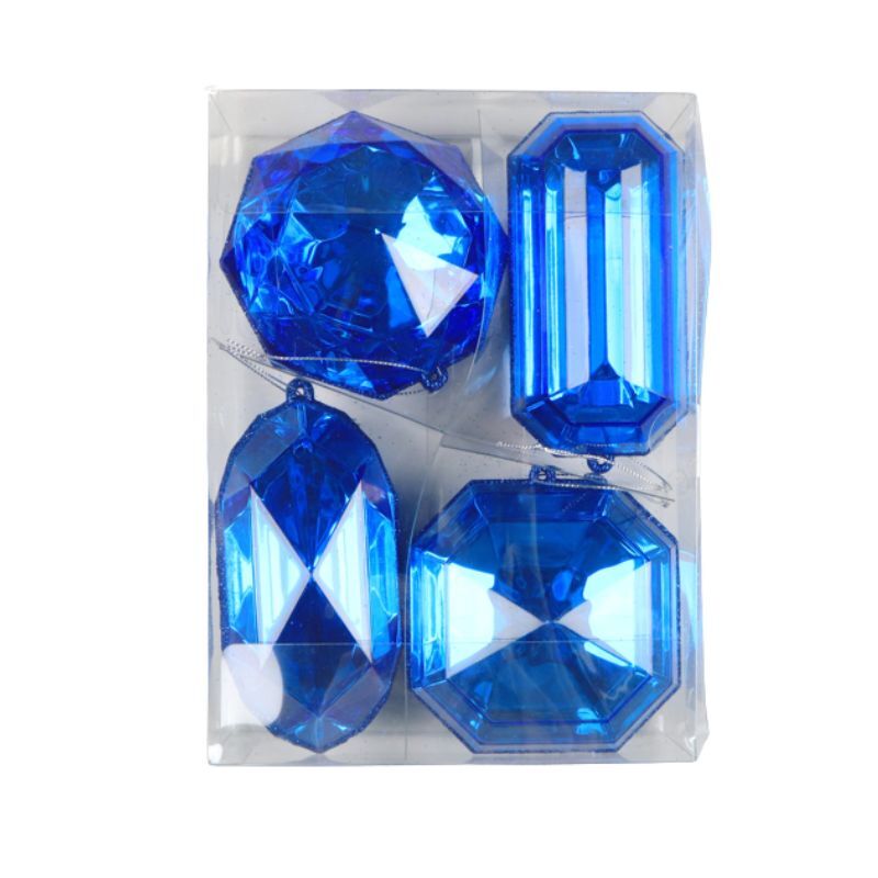 Jewel Blue Set of 4 Assorted 10-12cm - Christmas Decorations Brisbane