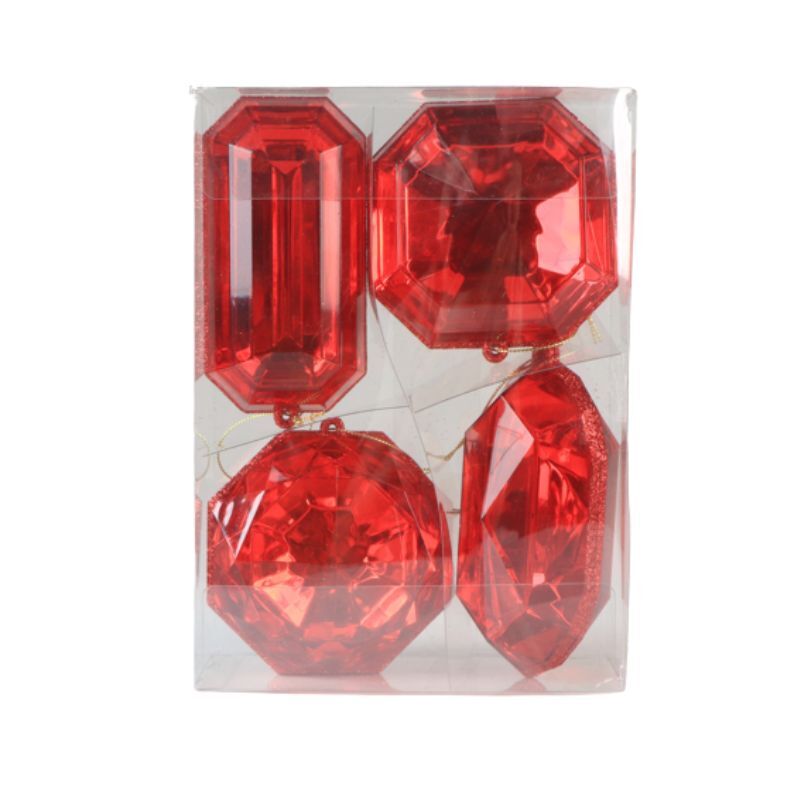 Jewel Red Set of 4 Assorted 10-12cm - Christmas Decorations Brisbane