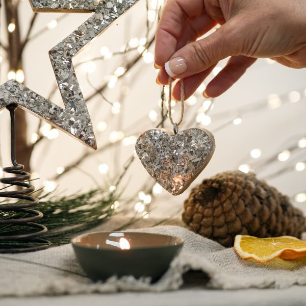 Heart Beaded Timber 10cm