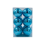 Bauble Shiny Aqua 70mm - 12 Pack - Christmas Decorations Brisbane