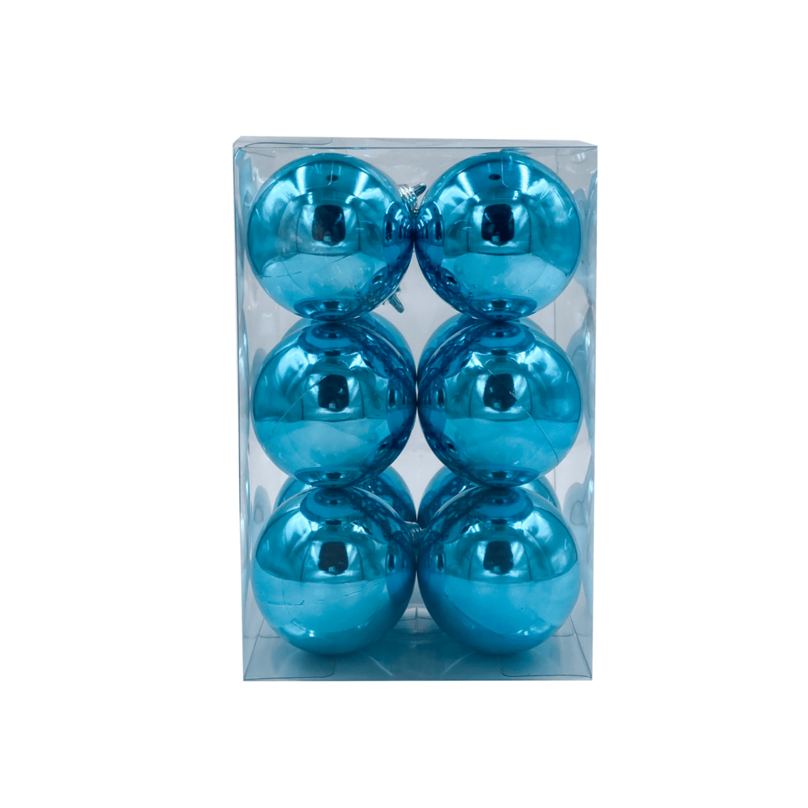 Bauble Shiny Aqua 70mm - 12 Pack - Christmas Decorations Brisbane