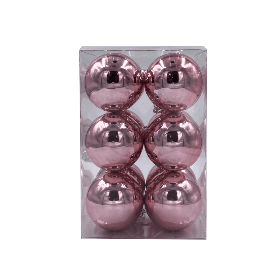 Bauble Shiny Light Pink 70mm - 12 Pack