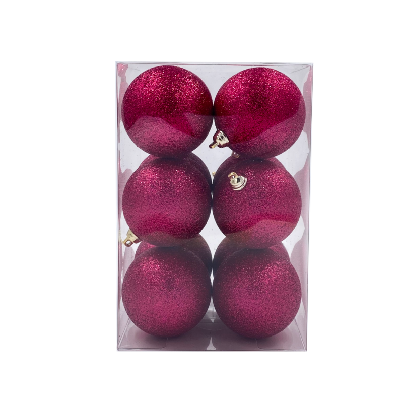 Bauble Glitter Burgundy 70mm - 12 Pack - Christmas Decorations Brisbane