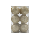 Bauble Glitter Champagne 70mm - 12 Pack - Christmas Decorations Brisbane