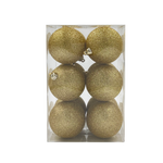 Bauble Glitter Gold 70mm - 12Pack - Christmas Decorations Brisbane