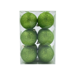 Bauble Glitter Lime Green 70mm - 12 Pack - Christmas Decorations Brisbane