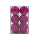 Bauble Glitter Pink 70mm - 12 Pack - Christmas Decorations Brisbane