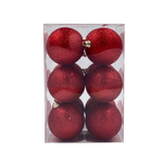 Bauble Glitter Red 70mm - 12 Pack - Christmas Decorations Brisbane