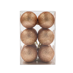 Bauble Glitter Rose Gold 70mm - 12 Pack - Christmas Decorations Brisbane