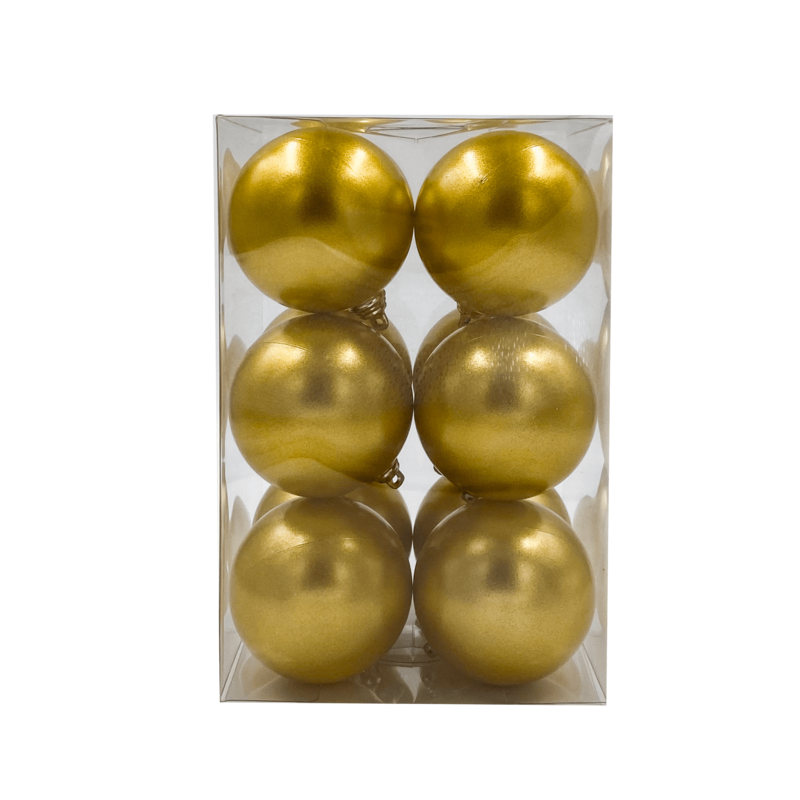 Bauble Outdoor UV Stable Gold 70mm - 12 Pack - Christmas Decorations Brisbane