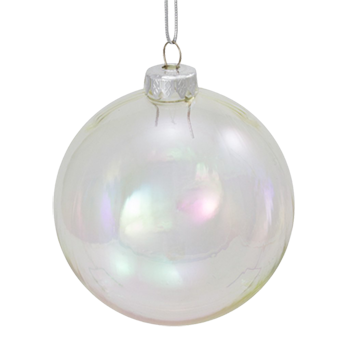 Bauble Iridescent Clear 100mm [ACR] - Christmas Decorations Brisbane