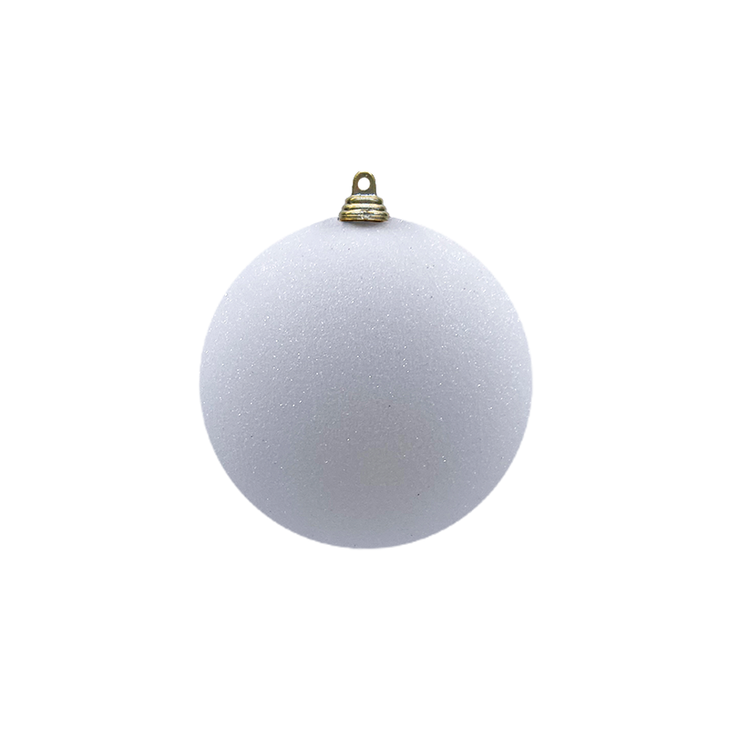 Bauble Glitter White 100mm - Christmas Decorations Brisbane