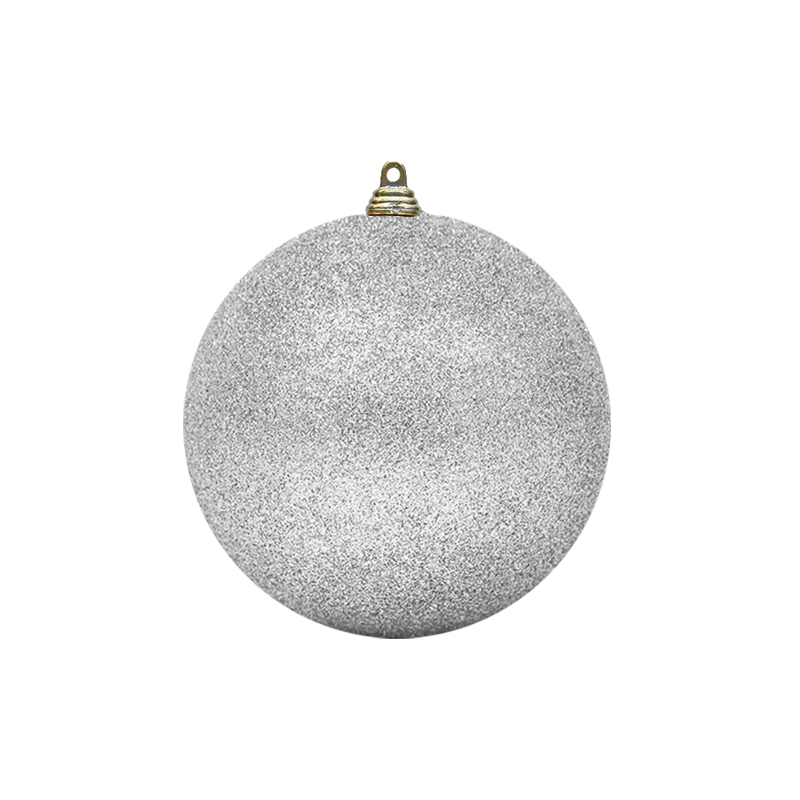 Bauble Glitter Silver 140mm - Christmas Decorations Brisbane
