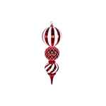 Finial Shiny Red with Silver & White Glitter  50cm - Christmas Decorations Brisbane
