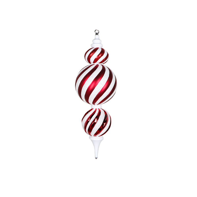 Finial Red with White  62cm - Christmas Decorations Brisbane
