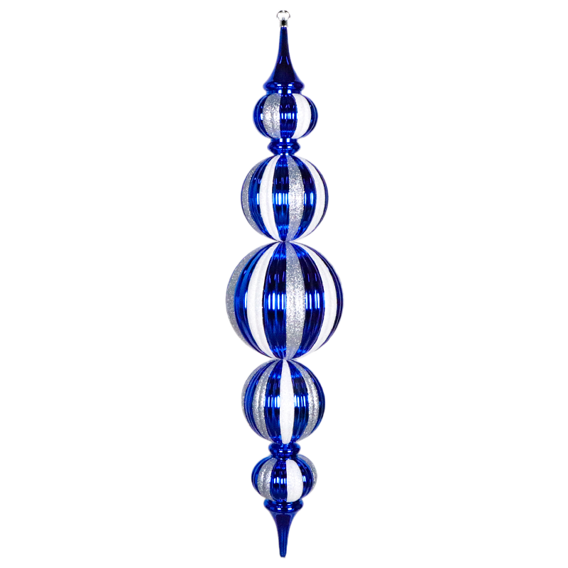 Finial Shiny Blue with Silver & White Glitter 93cm