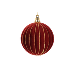 Bauble Flocked Burgundy with Gold Glitter 80mm - Christmas Decorations Brisbane