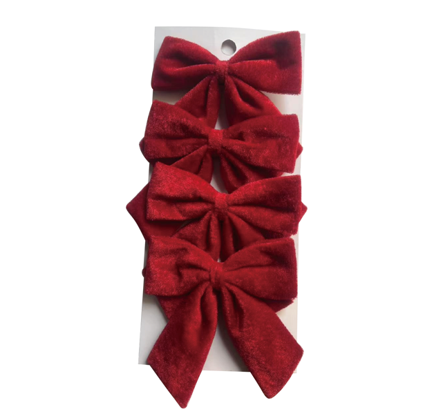 Bow Clip-on pack of 4 Red 20cm - Christmas Decorations Brisbane