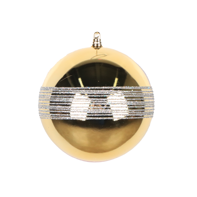 Bauble Shiny Gold with Gold Glitter 150mm - Christmas Decorations Brisbane