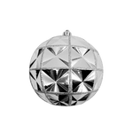 Bauble Crystal Shiny Silver with Glitter Silver 120mm - Christmas Decorations Brisbane