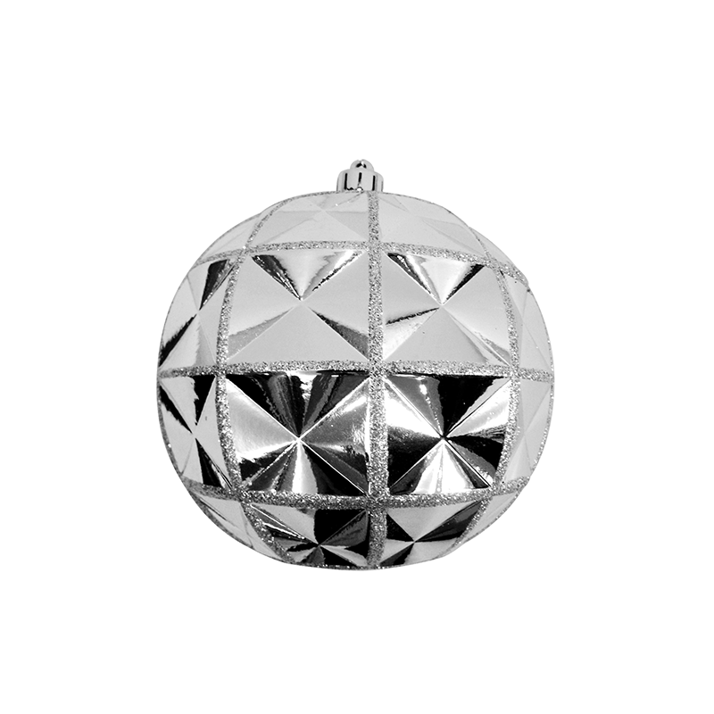Bauble Crystal Shiny Silver with Glitter Silver 120mm - Christmas Decorations Brisbane