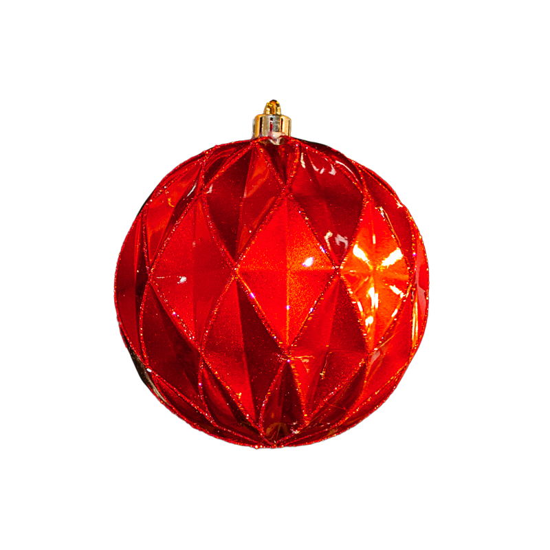 Bauble Crystal Shiny Red with Glitter Red 120mm - Christmas Decorations Brisbane