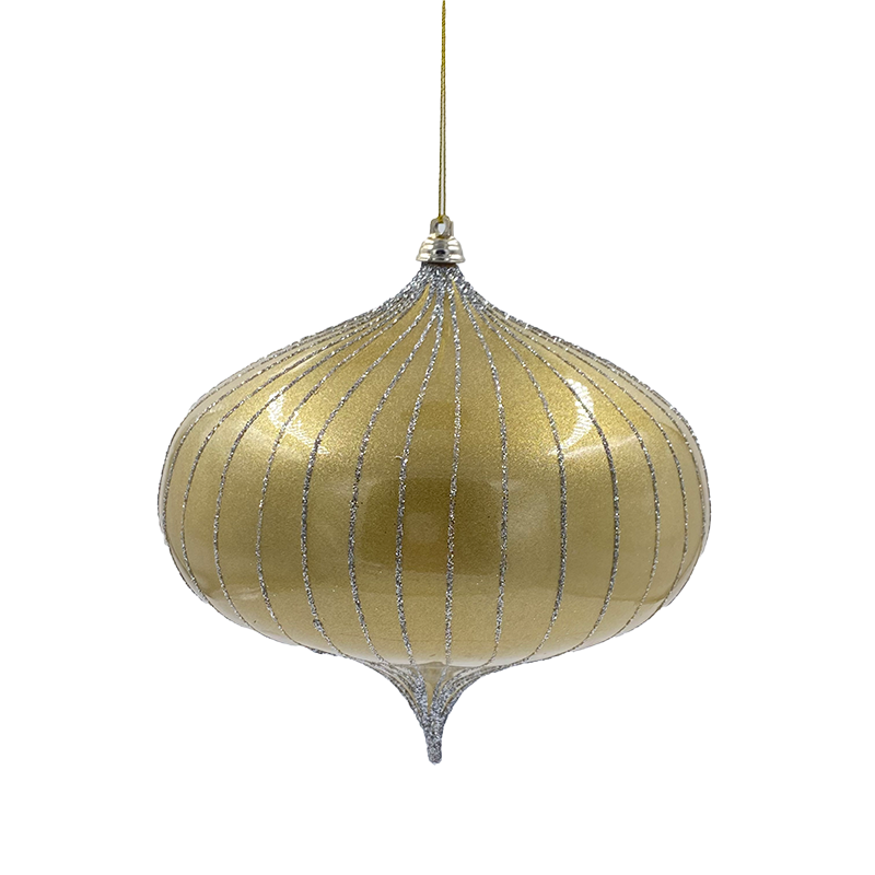 Bauble Onion Gloss Champagne 160mm - Christmas Decorations Brisbane