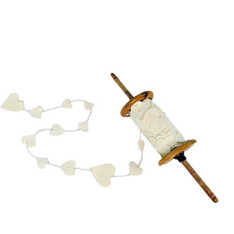 Wood Reel Bunting White Hearts 25m - Christmas Decorations Brisbane