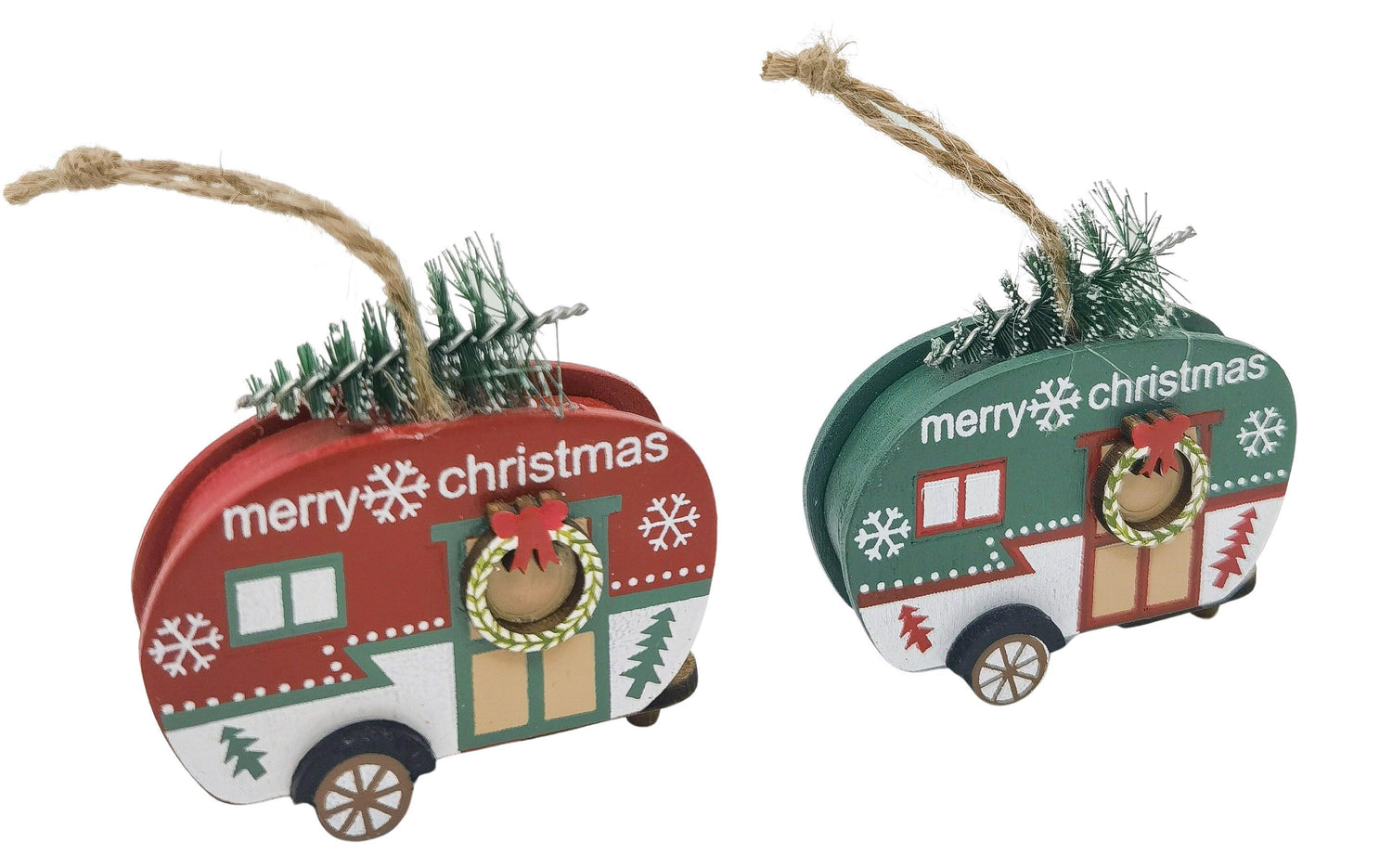 Caravan Christmas Decoration Red or Green 7cm