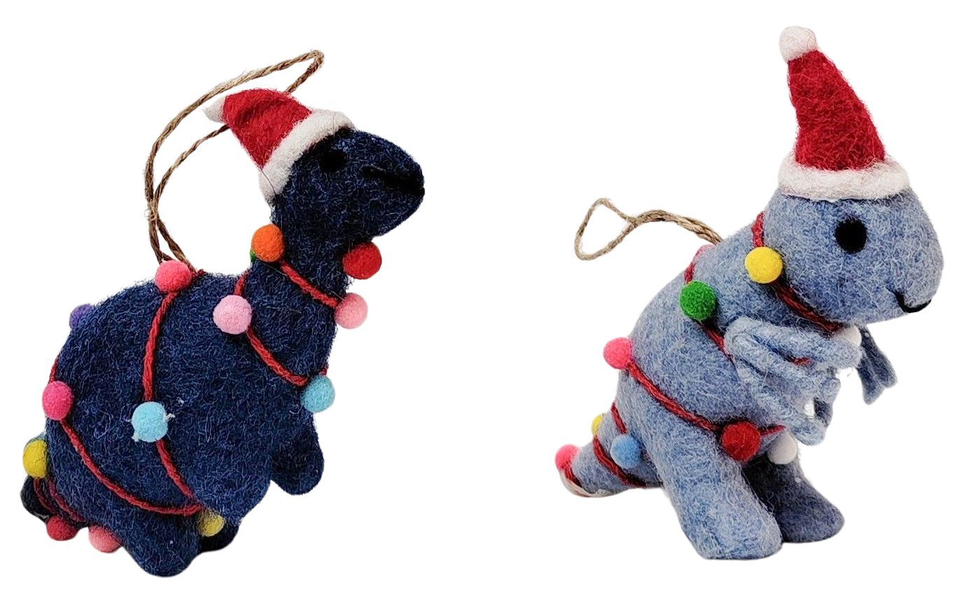 Dinosaurs Wrapped in Christmas Lights Blue 9cm