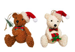 Sitting Christmas Teddy Bear White or Brown Hanging Decoration 10cm - Christmas Decorations Brisbane