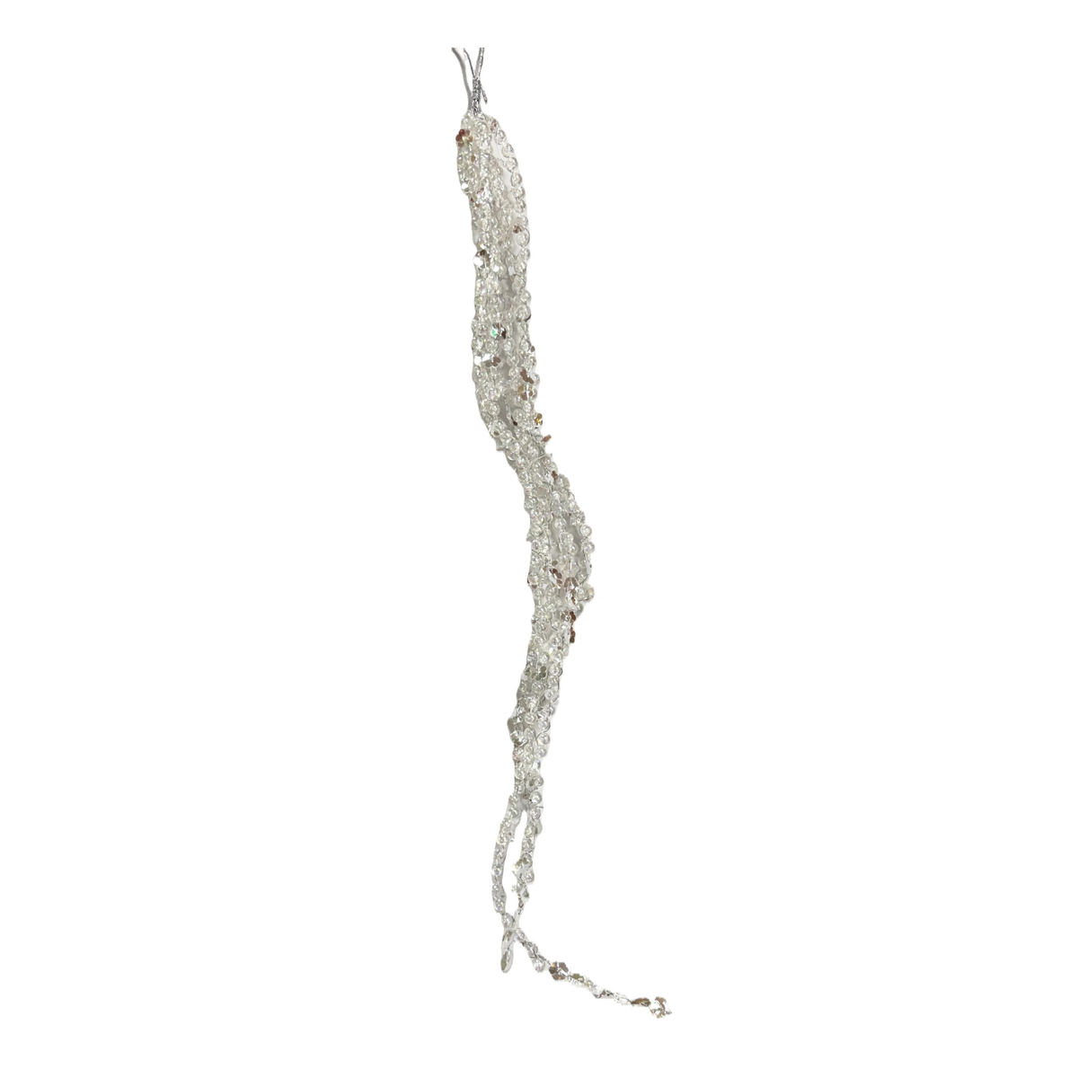 Beaded Icicle Silver Hanging 55cm - Christmas Decorations Brisbane