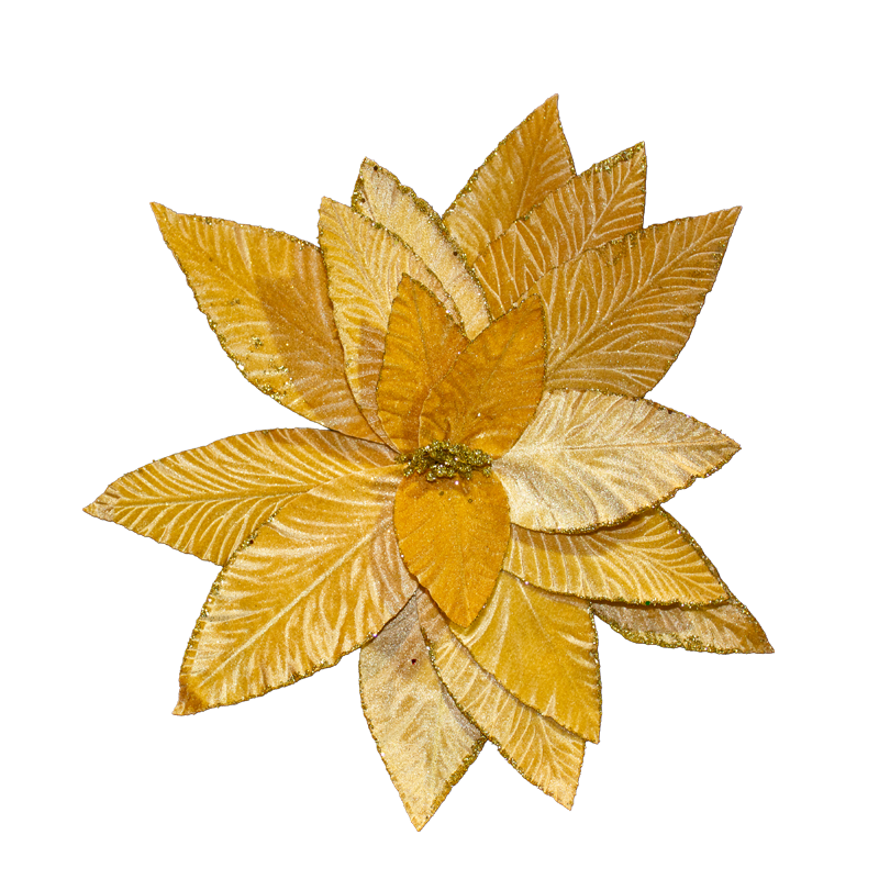 Poinsettia Gold 45cm - Christmas Decorations Brisbane