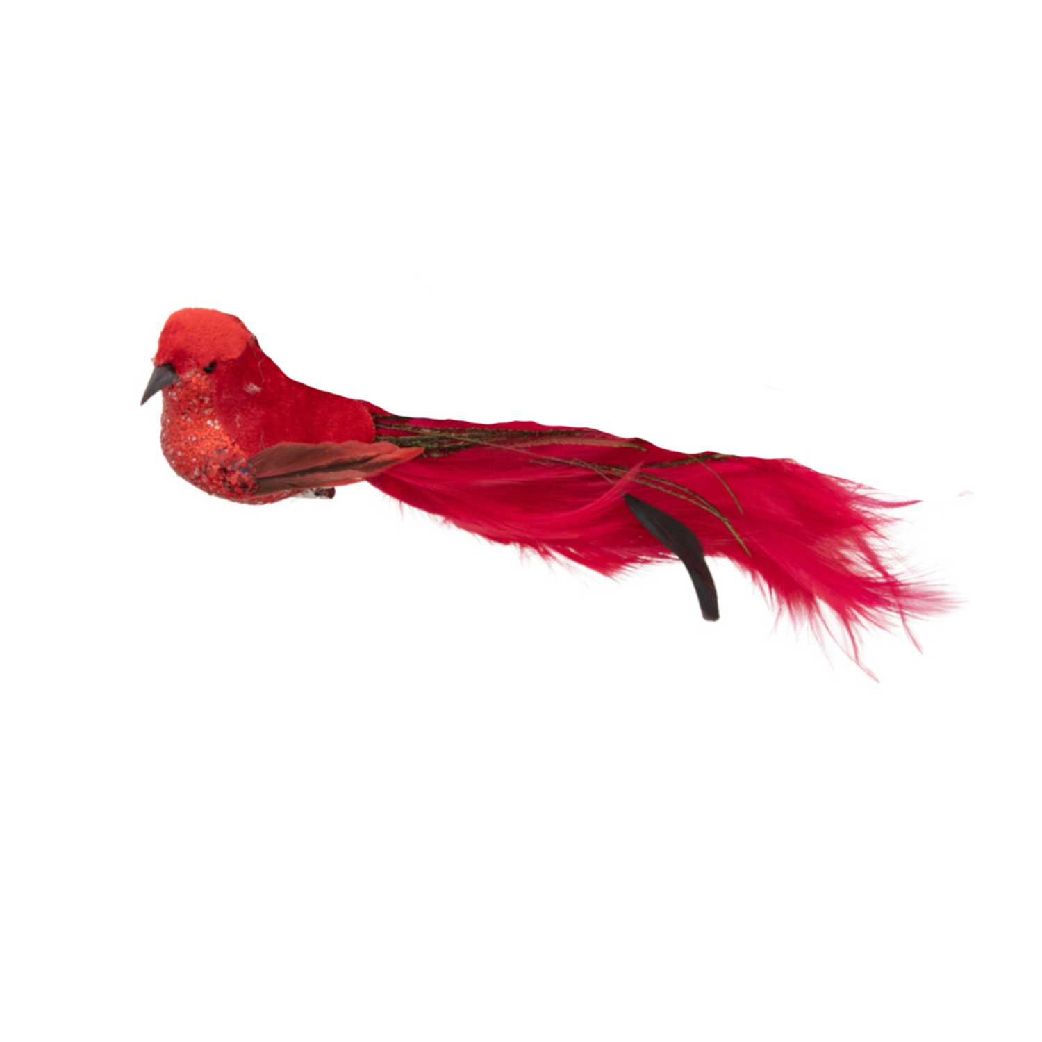 Birds Red Velvet Clip On 18cm - Christmas Decorations Brisbane
