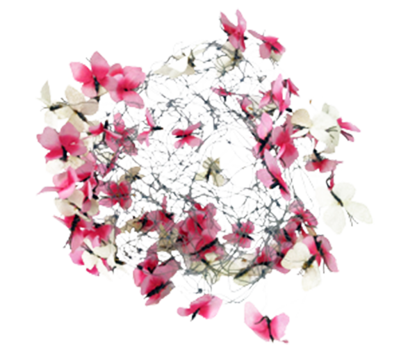Butterfly Ball Metal Wired Pink and White 40cm - Christmas Decorations Brisbane