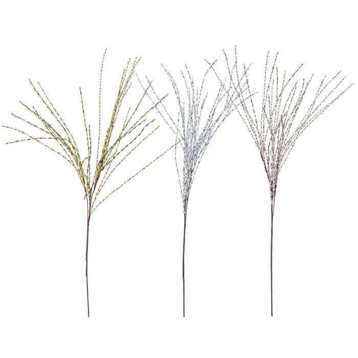 Tinsel sprays available in gold, champagne and silver