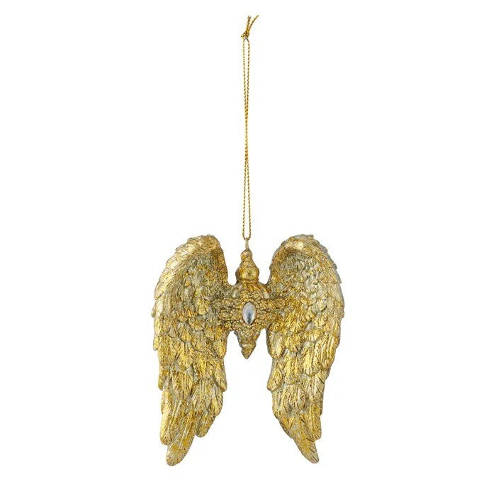 gold angel wings hanging ornament