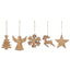 Pack of 5 assorted wooden Christmas icon hanging decorations
