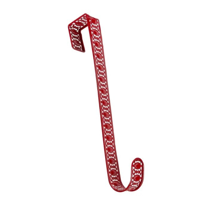 Red metal wreath hanger