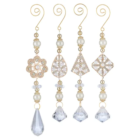 Snowflake Pearl Crystal Drop Assorted 20cm - Christmas Decorations Brisbane