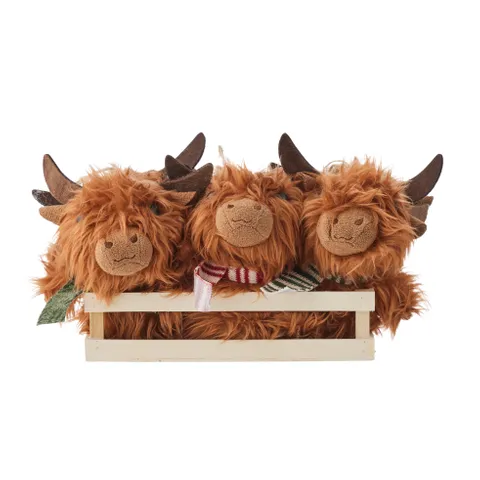 Highland Cow Assorted Scarf Red/Green/Striped 15cm - Christmas Decorations Brisbane